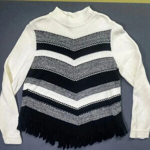 Alfred Dunner Petite Vintage Western Knit Fringe Sweater Womens PXL Warm 1261